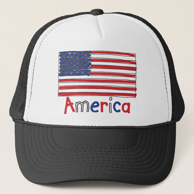America USA KIDS Flag Trucker Hat (Front)