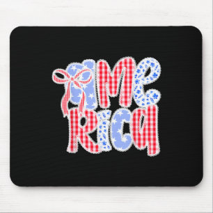 America Usa Lace Bow 4th Of July Coquette Floral P Mouse Mat