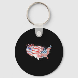 America Usa Map Preppy 4th Of July Happy Independe Key Ring