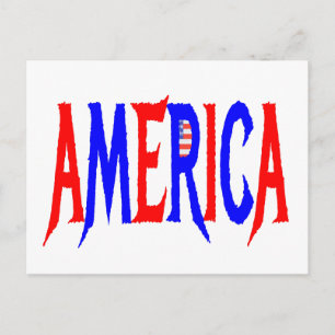AMERICA USA Red White and Blue Postcard