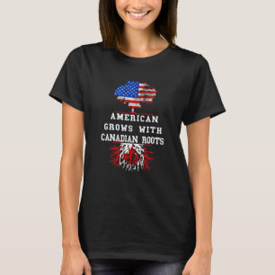 America USA Tree Roots Canada Flag Maple Leaf Cana T-Shirt
