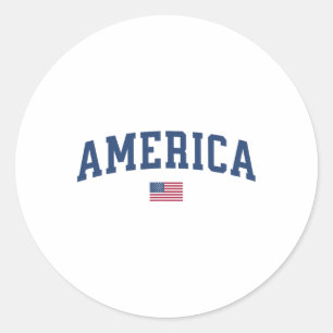 America Usa Women Men Kids American Flag July 4th Classic Round Sticker