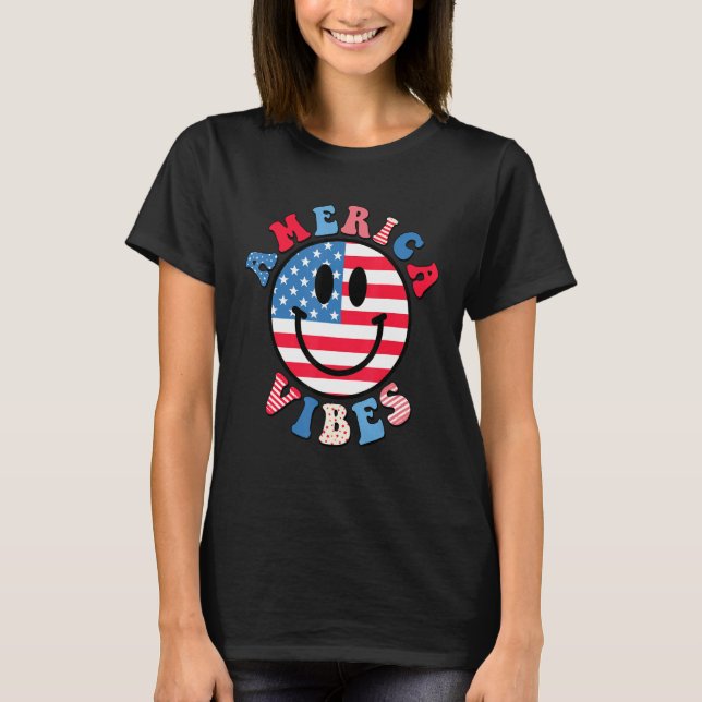 America Vibes Cute Smile Face USA American Flag 4t T-Shirt (Front)
