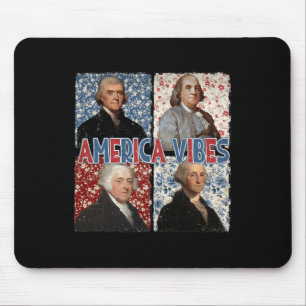 America Vibes Retro 4th Of July Presidents America Mouse Mat
