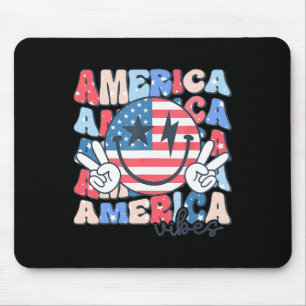 America Vibes Usa Groovy Retro Smile Face Happy 4t Mouse Mat