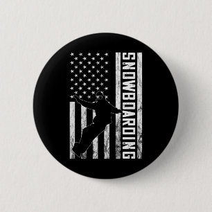 America Vintage Usa Flag Snowboarder Snowboard Sno 6 Cm Round Badge
