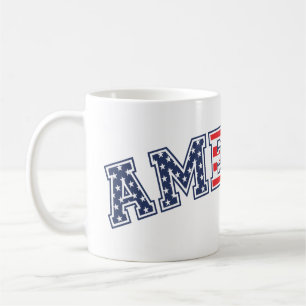 America White Red Blue Coffee Mug