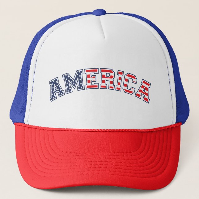 America White Red Blue Trucker Hat (Front)