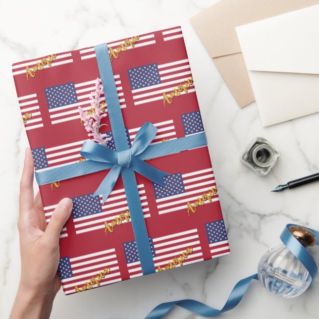 America Wrapping Paper, USA, American Flag patriot Paper (Gifting)