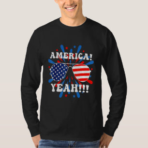 America Yeah Sunglasses American 4th Of July Usa P T-Shirt