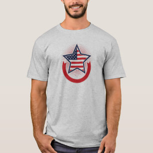 Americal flag star badge, red white & blue T-Shirt