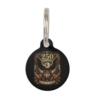 American 1776 2026 250th 4th July Patriotic Eagle Pet Tag