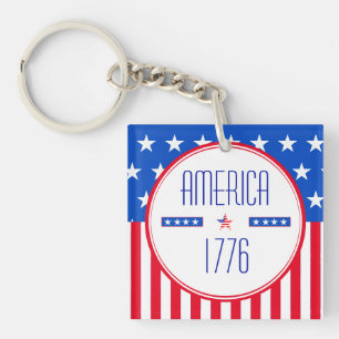 American 1776 patriotic key ring