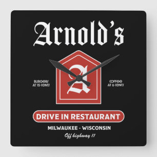 American 1950's Diner Square Wall Clock