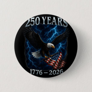 American 250 Years Eagle Usa Flag Patriotic 1776 T 6 Cm Round Badge