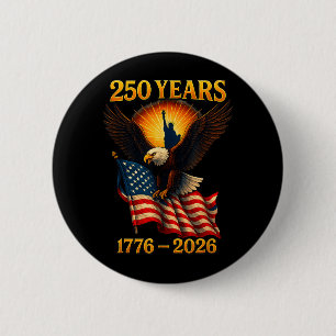American 250 Years Retro Eagle USA Patriotic 1776 6 Cm Round Badge