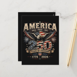 American 250th Anniversary Patriotic USA 4th July Holiday Postcard