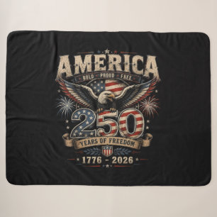 American 250th Anniversary Patriotic USA 4th July Sherpa Blanket