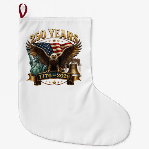 American 250th Anniversary USA Patriotic 4th July Large Christmas Stocking
