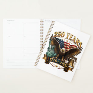 American 250th Anniversary USA Patriotic 4th July  Planner