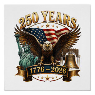 American 250th Anniversary USA Patriotic 4th July Poster