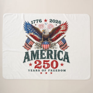American 250th Anniversary USA Patriotic 4th July Sherpa Blanket