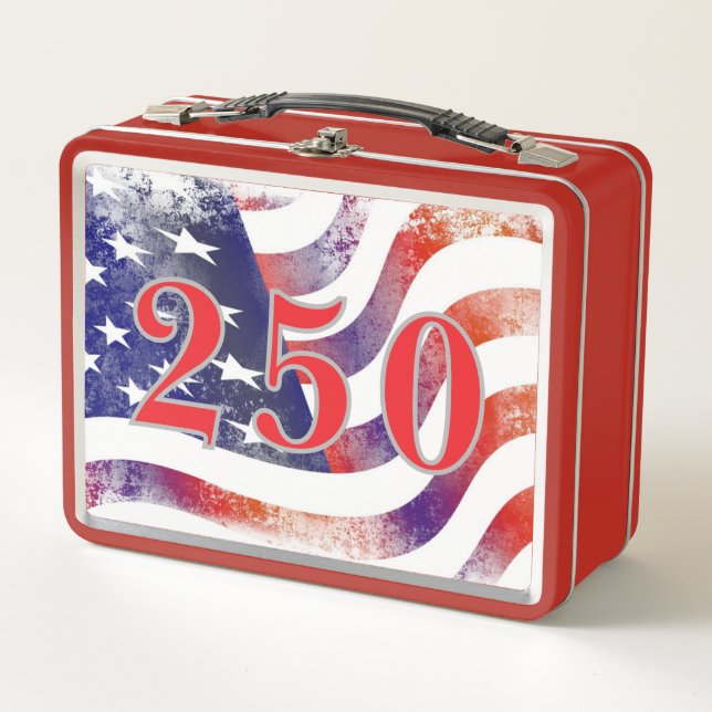American 250th Flag Metal Lunch Box (Front)