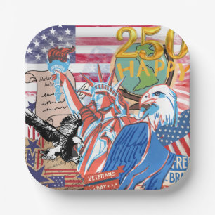 American 250th Independence Day 'Happy 250' BBQ Paper Plate
