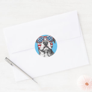 American 4th July Dog #8 Classic Round Sticker