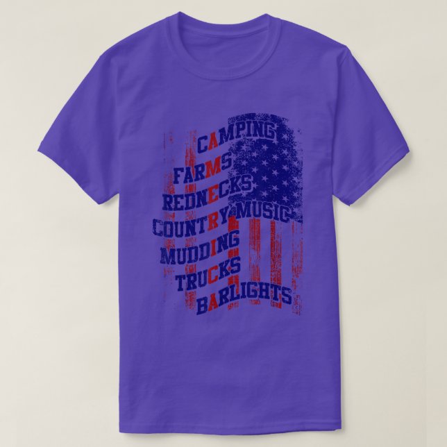 American 4th Of July Camping Farms Rednecks Muddin T-Shirt (Design Front)