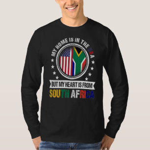 American African Flag Heart South Africa American T-Shirt