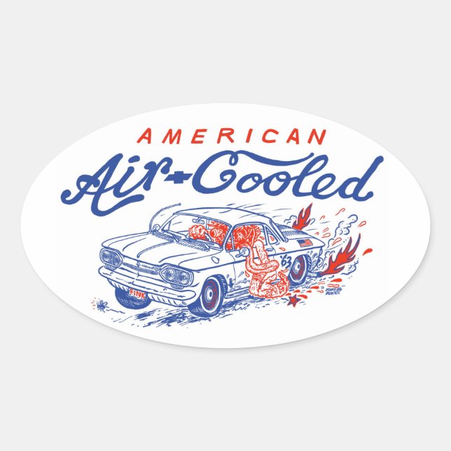 American Air-Cooled Corvair sticker by Bard Beach (Front)