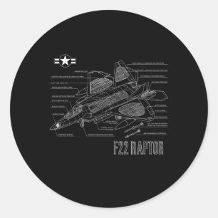 American Aircraft Stealth Fighter F22 Raptor Bluep Classic Round Sticker
