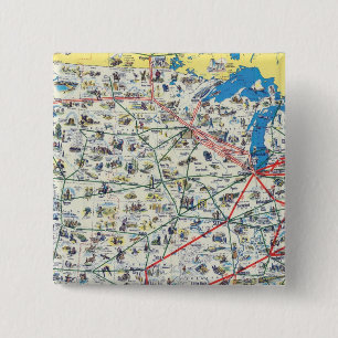 American Airlines system map 15 Cm Square Badge