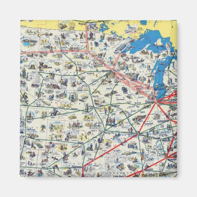 American Airlines system map Magnet (Front)