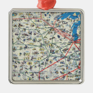 American Airlines system map Metal Tree Decoration