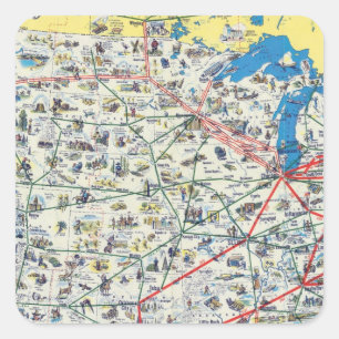 American Airlines system map Square Sticker