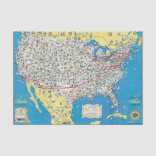 American Airlines system map Tissue Paper