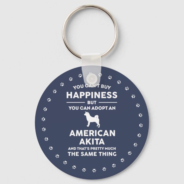 American Akita Adoption Happiness Key Ring (Front)
