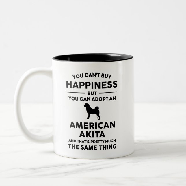 American Akita Adoption Happiness Two-Tone Coffee Mug (Left)