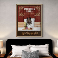 American Akita Bed And Breakfast Funny Vintage Art