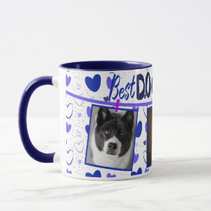 American Akita Best Dog Dad Ever Blue Hearts Mug