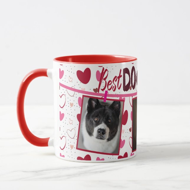 American Akita Best Dog Mum Ever Red Hearts Mug (Left)