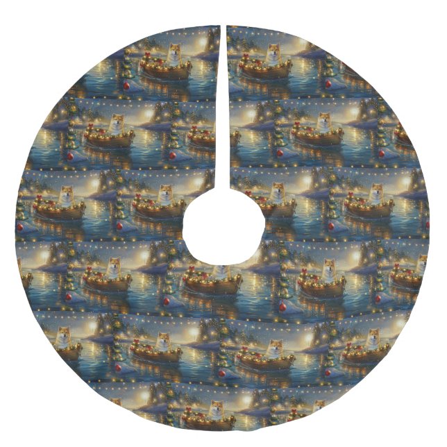 American Akita Christmas Festive Voyage Brushed Polyester Tree Skirt (Front)