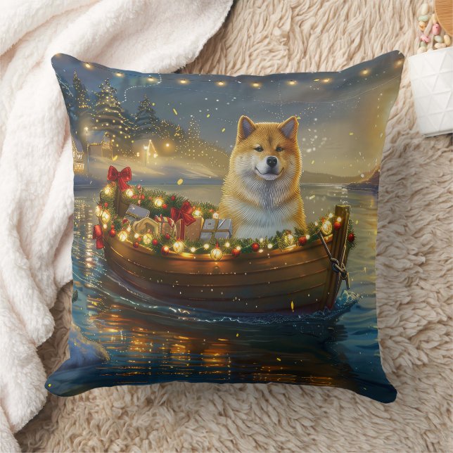 American Akita Christmas Festive Voyage Cushion (Blanket)