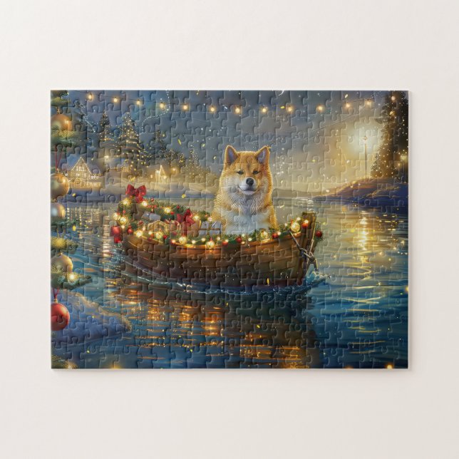 American Akita Christmas Festive Voyage Jigsaw Puzzle (Horizontal)
