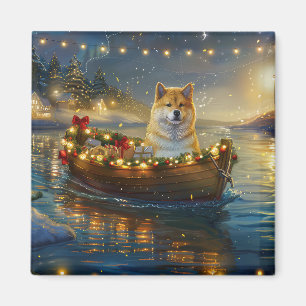 American Akita Christmas Festive Voyage Magnet