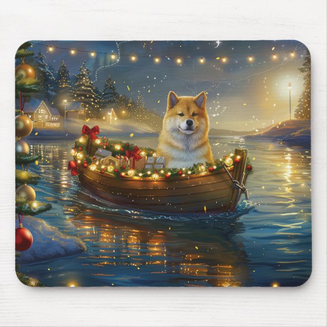 American Akita Christmas Festive Voyage Mouse Mat (Front)