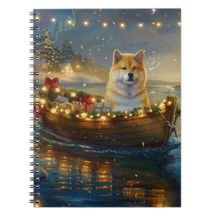 American Akita Christmas Festive Voyage Notebook