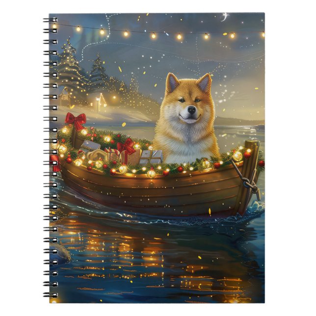 American Akita Christmas Festive Voyage Notebook (Front)